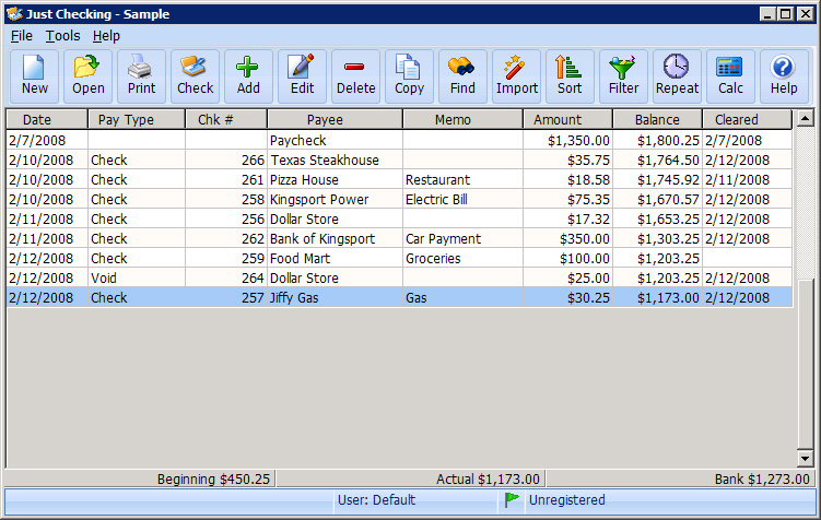 balance and reconcile accounts, print checks, import online banking transactions